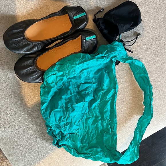 Tieks Teal and Black Loafers - Picture 3 of 5